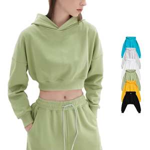 Conjunto de Dos Piezas de Punto Personalizado para Mujer 2025, Traje Deportivo de Invierno, Sudadera con Capucha Corta, Diseño Personalizado, Sudaderas con Capucha para Mujer - Product Image 2