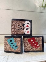 Dompet kulit bertatah tangan desainer grosir Dompet ritsleting panjang pria diskon besar-besaran tempat uang warna coklat mode hadiah untuk pria