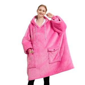 Couverture-sweat à capuche d'hiver avec manches, en polaire, surdimensionnée, super longue, pour femme, pyjama doux et chaud, couverture Sherpa pour adultes - Product Image 4