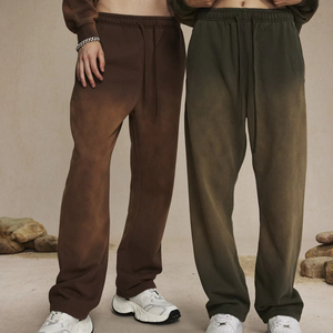 Breathable Thick Joggers Men <b>Women</b> Washed Distressed Spray Dyeing Gradual <b>Sweatpants</b> Retro Loose Casual Fleece Trousers - Product Image 2