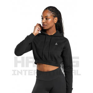 Mejor diseño Sudaderas con capucha Niñas Crop Top Sudaderas con capucha Venta caliente Top corto de algodón Sudaderas con capucha personalizadas - Product Image 4