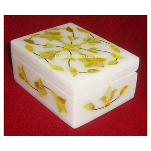Joyero de mármol blanco para regalar joyero fabricante indio con caja con Incrustaciones de nácar natural de alta calidad - Product Image 1