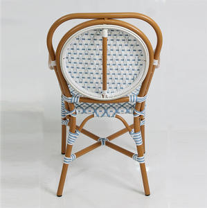 Chaise de jardin d'extérieur durable et écologique avec cadre en teck et rotin PE, design minimaliste pour la cuisine, le parc et la chambre à coucher - Product Image 4