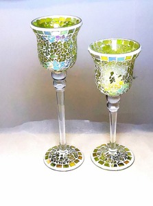 Portavelas de Mosaico de Vidrio Reciclado Ecológico Hecho a Mano, Plateado, para Velas Votivas y de Té, Decoración Navideña para el Hogar, Personalizable - Product Image 6