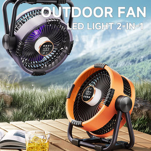 مروحة تخييم حديثة 2026 من مادة ABS مع إضاءة LED وبنك طاقة، مروحة خارجية ذكية قابلة لإعادة الشحن مع تحكم في السرعة عبر التطبيق - Product Image 2