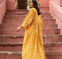 Robe évasée mi-longue pour femme, faite main, 100% coton, écologique, col bateau, ourlet bulle, imprimé floral, décontractée, pour l'extérieur
