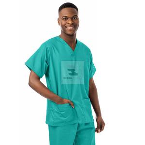 Tops de enfermería elásticos de manga corta Unisex, ropa médica de tela tejida ecológica de alta calidad, logotipo personalizado para hospitales de hombres - Product Image 4