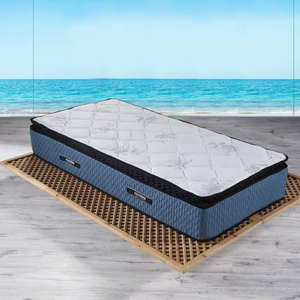 Colchón con almohadilla superior Lados negros Parte superior de tela blanca Lados acolchados azules Parte superior e inferior blancas - Product Image 1