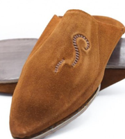 Babouches Marocaines en Daim Marron pour Hommes, Pantoufles Traditionnelles et Mocassins sans Talon en Cuir Fait Main