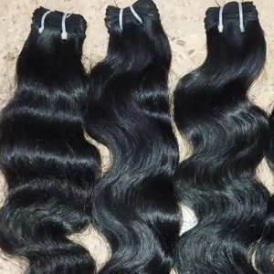 Extensiones de cabello humano Remy virgen ondulado del cuerpo sedoso trama suave India peruana cruda sin procesar 8 pulgadas de longitud trama Doble - Product Image 4