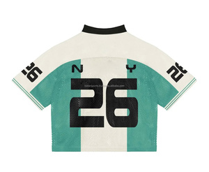 Uniforme de fútbol americano de moda personalizado al por mayor 100% Camiseta de algodón para hombres camiseta de malla de fútbol impresa de ajuste suelto - Product Image 4