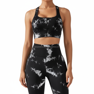 Conjunto de Yoga Tie Dye Personalizado OEM para Mujer, Sujetador Deportivo con Cierre y Leggings de Cintura Alta, 2 Piezas, Traje Deportivo para Gimnasio, Ejercicio y Fitness - Product Image 2