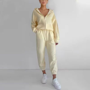 ชุดวอร์มผ้าฟลีซหนานุ่มแบบยูนิเซ็กซ์สำหรับผู้หญิง ชุดเซ็ตเสื้อฮู้ดมีซิปและกางเกงวอร์มพิมพ์ลายไหม ชุดลำลองสำหรับฤดูหนาว - Product Image 6