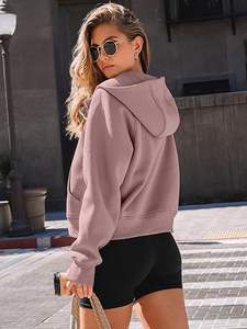 Sudaderas con capucha y cremallera de alta calidad para mujer, venta al por mayor, logotipo personalizado, forro polar de algodón OEM, ropa informal ajustada con estilo, ropa deportiva a la moda - Product Image 4