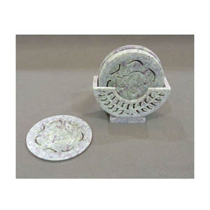 ถาดรองแก้วหินสบู่ธรรมชาติเป็นมิตรกับสิ่งแวดล้อมพร้อมงานแกะสลักและยืนทำด้วยมือสำหรับใช้งานในบ้านและโรงแรม - Product Image 1