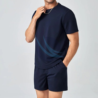Conjunto de 2 Piezas para Hombre, Camiseta y Pantalones Cortos, Estilo Casual de Verano, Ropa Diaria, Transpirable, de Algodón, Estilo Hip Hop Urbano