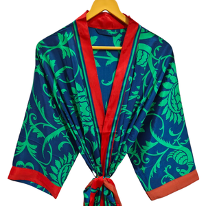 ชุดกิโมโนผ้าส่าหรีน้ำหนักเบาหลากสีสำหรับผู้หญิงชุดคลุมผ้าไหมส่าหรีสำหรับฤดูร้อน - Product Image 1