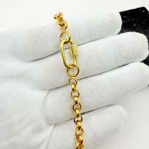 Collier chaîne Rolo avec mousqueton en zircon en argent sterling 925 plaqué or 14 carats collier pendentif serrure cadeau pour elle - Product Image 2