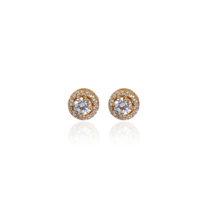 Nouveauté 2025 Boucles d'oreilles clous en or avec halo de diamants Boucles d'oreilles en argent sterling 925 pour femmes et filles à porter lors de fêtes de mariage - Product Image 1