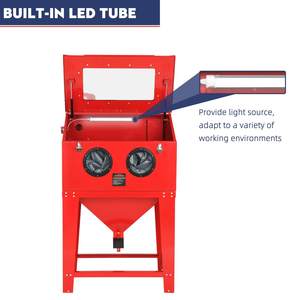 Cabina de arenado abrasivo rectangular de 90 galones con sistema de recuperación de polvo y banco de trabajo para eliminación de óxido, suciedad y pintura - Product Image 5