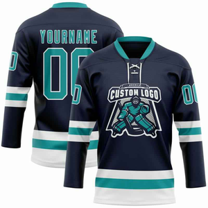 Prix d'usine, maillots de hockey sur glace personnalisés, impression par transfert thermique, numéro d'équipe, jersey rayé multicolore en polyester - Product Image 2
