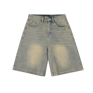 2025 Wholesale Factory Mens Casual <b>Knee</b> Washed Distressed Denim Shorts Mid Waist Straight Loose Fit Breathable Quick Dry - Product Image 5