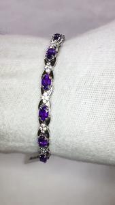 Bracelet en argent sterling 925 avec pierres précieuses améthyste naturelles AAA qualité lustre cadeau à la mode et bijoux de fête - Product Image 2