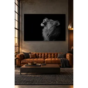 Impression sur toile Fida Roaring Lion noir et blanc - Product Image 4