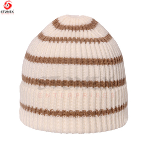 หมวกถักลายอะคริลิคสำหรับผู้ชายและผู้หญิงหมวกบีนนี่ลายทางทำจาก100% - Product Image 2