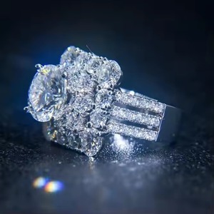 Bagues de mariage en or blanc massif de haute qualité 18 carats de forme ronde bagues en diamant cultivées en laboratoire pour femmes bijoux fins - Product Image 6