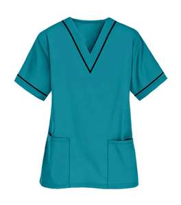 Uniformes Médicos para Mujer, Blusa de Enfermera 100% Algodón, Tela de Felpa para Hospital, Servicio OEM - Product Image 3