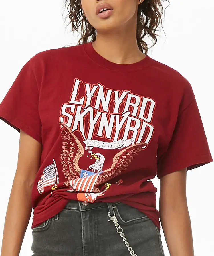Kunden spezifische amerikanische Flagge im Rock'n'Roll-Stil und Kurzarm-T-Shirt mit Rundhals ausschnitt und Weißkopf seeadler