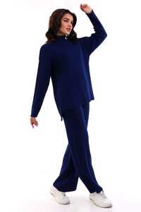 Conjunto de chándal de dos piezas de punto para mujer, conjunto de suéter y pantalón de gran tamaño de cuello alto liso de alta calidad, prendas de punto con textura suave - Product Image 3