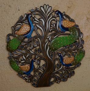 Paneles de placa de Arte de pavo real de madera tallada a mano, decoraciones interiores para colgar en la pared, Art Deco, artes de talla de madera modernas abstractas - Product Image 2