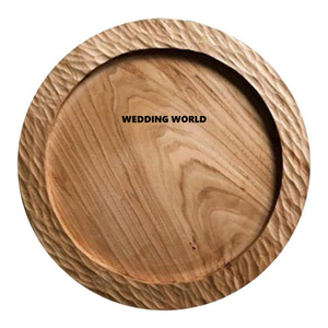 Assiette en bois fantaisie forme ronde fantaisie Designer ustensiles de cuisine faits à la main maison Ware assiette en bois en gros - Product Image 1