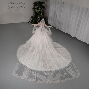Robe de mariée Jancember GT011 élégante à col bateau, ornée de cristaux, coupe Empire, <span class=keywords><strong>avec</strong></span> traîne - Product Image 3