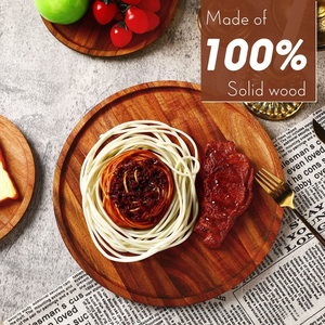 Ensemble de plateaux et de plats ronds en bois massif classique peints à la main non toxiques pour le thé, les desserts, les fêtes - Product Image 4