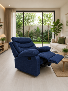 Sillón Reclinable de Tela Azul Marino para Sala de Estar, Apartamento, Villa u Oficina, Sofá de Fabricante con Tela Personalizada y Madera Extensible - Product Image 4