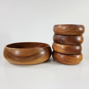 Bol en bois pour servir les aliments, bols à salade en bois naturel les moins chers pour les restaurants, buffets, fêtes, traiteurs - Product Image 1