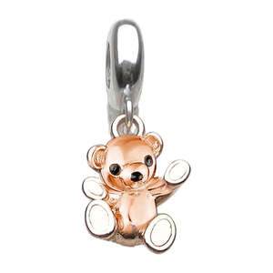 Charm Pendant <b>Teddy</b> <b>Bear</b> in <b>Rose</b> Gold Christian Religious Jewelry with Diamond Pearl and Metal Gift - Product Image 4