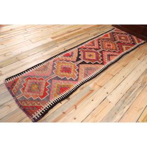 2.4x9.1 ft Rug, Turkish Vintage <b>Runner</b> Rug, <b>Red</b> Kilim Wool Rug - Product Image 2