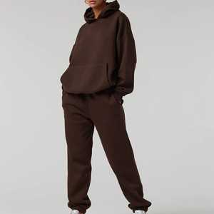 Premium Chocolate Brown <b>Oversized</b> Hoodie & <b>Jogger</b> Tracksuit Set 100% Cotton Cozy Loungewear Streetwear - Product Image 3