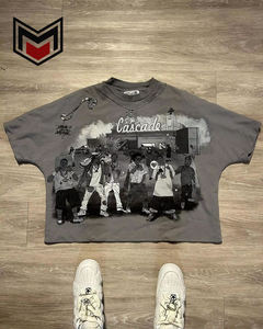 เสื้อยืด Y2K 2พาเนลทรงโอเวอร์ไซส์เสื้อยืดผ้าฝ้าย100% ไหล่ตกไหล่สำหรับผู้ชายเสื้อยืดพิมพ์ลายกราฟิกดีทีจีสำหรับผู้ชาย - Product Image 1