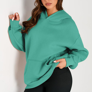 Sweat-shirt à capuche en coton Streetwear simple et ample pour femmes pull-over de grande taille pour femmes sweats à capuche imprimés personnalisés tricotés - Product Image 2