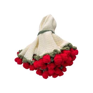 2025 Hot Style Handmade Red Rose Crochet Flower <b>Bouquet</b> Blanket New Design for Home Decoration and Holiday Gifts - Product Image 1