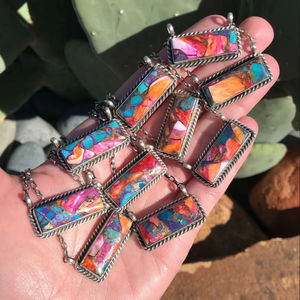 Turquesa Rosa Dalia Big Chief Collar Joyería hecha a mano - Product Image 1