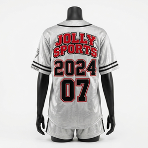 Ensemble short de baseball pour femmes, 150 GSM, polyester respirant, gris, noir, jersey à panneaux, avec logo personnalisé par sublimation, ensembles pour femmes - Product Image 2