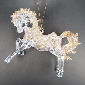 Decoración navideña de Año Nuevo transparente con pintura dorada mate dentro del adorno de caballo 3D acrílico símbolo de 2025 2026 - Product Image 3