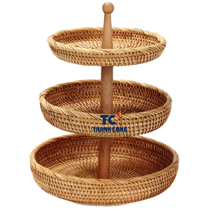 Cesta de fruta de ratán de tres capas tejida a mano más vendida Almacenamiento elegante y funcional para cocina y mesa de comedor - Product Image 2