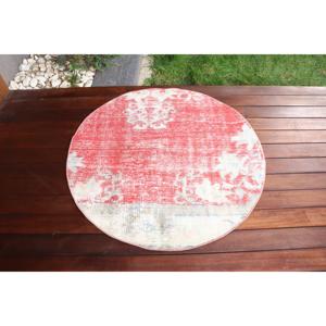 Alfombra Turca Vintage de 3.2x3.3 pies, Alfombra Abstracta Roja - Product Image 3